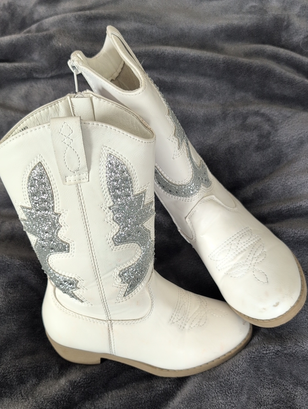 Kenzie Girl White Glitter Cowboy Boots